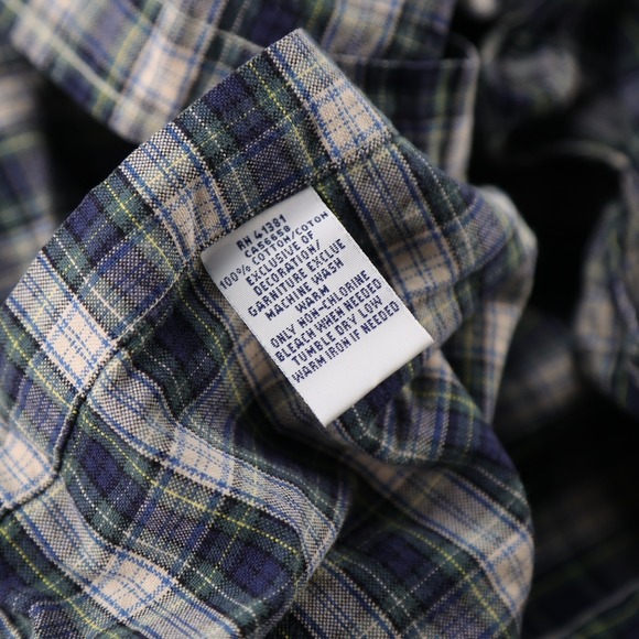 Ralph Lauren Mens Custom Fit Plaid Button Down Shirt Large Navy Blue Green Pony - Picture 8 of 9